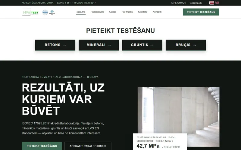 MPa TEST — būvmateriālu testēšanas laboratorija