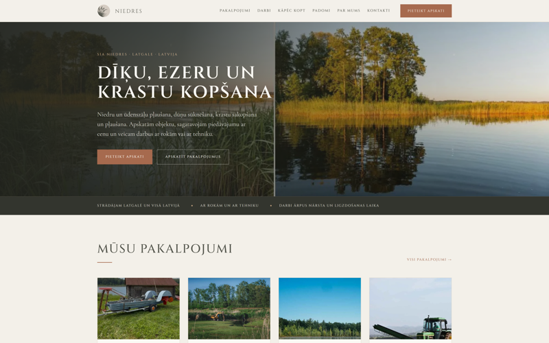 Niedres — tavak, tavak és part menti karbantartás